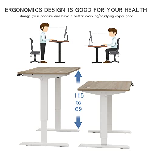 bilbil 63 x 30 Inches Electric Standing Desk, Height Adjustable Sit Stand Table with Splice Board, Stand up Home Office Desk, Black Frame/Black and Rustic Brown Top bilbil