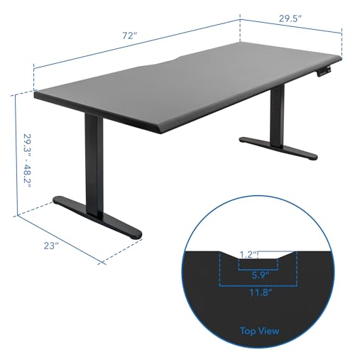Mount-It! 72" Dual Motor Standing Desk – Large Electric Height Adjustable Executive Sit Stand Desk with Memory Presets, Black Frame & Black Top Mount-It!