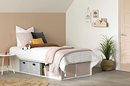 South Shore Flexible Platform Bed with baskets Pure White, Contemporary South Shore