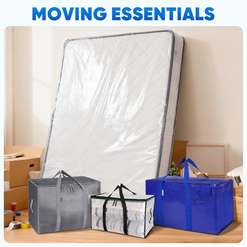 TICONN 2PK Plastic Mattress Bag for Moving Storage, Waterproof Mattress Protector Cover, Heavy-Duty Mattress Moving Supplies (1.5 mil, Full) TICONN
