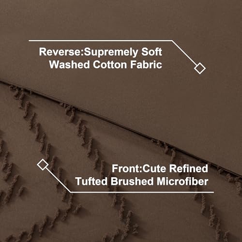 Litanika Queen Size Comforter Set with Sheets Brown - 7 Pieces Bed in a Bag Queen Chevron Tufted Complete Bedding Sets with Comforter, Sheets, Pillowcases & Shams