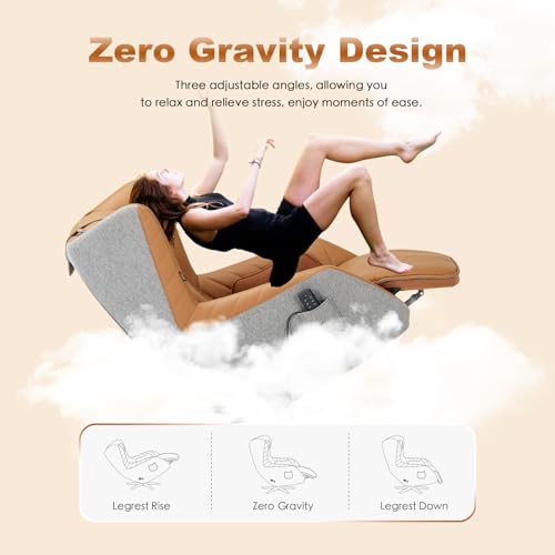 COLAMY Zero-Gravity Massage Chair | Massage and Leisure Dual-Use Chair,360° Swivel,Heat, Low-Noise 3D Bluetooth Speaker | Living Room(Brown COLAMY