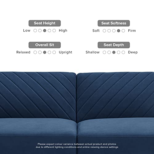 mopio 76.4" Futon Sofa Bed, Couch, Loveseat, Sleeper Sofa, Mid Century Modern Futon Couch, Sofa Cama, Couches for Living Room (Classic Blue Velvet) mopio