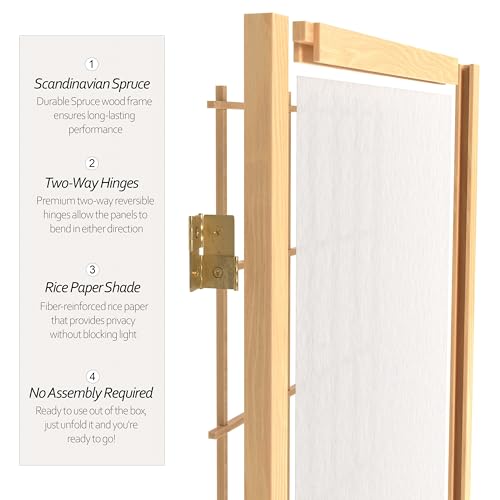 3 ft. Short Window Pane Shoji Screen - Natural - 3 Panels Red Lantern