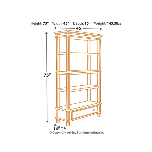 Signature Design by Ashley Realyn French Country 75" Bookcase with Drawer, Chipped White Signature Design by Ashley