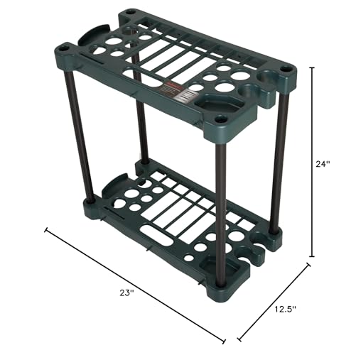 Garden Tool Organizer - 23-Inch Utility Rack Holds up to 30 Yard Tools to Maximize Floor Space - Garage Storage and Organizers by Stalwart (Green) Stalwart