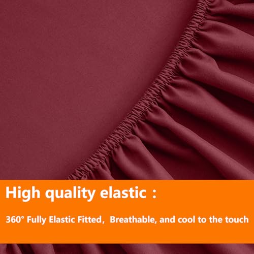 TAIMIT Burgandy Twin Size Comforter Set - 5 Pieces, Bed in a Bag Bedding Sets with All Season Soft Quilted Warm Fluffy Reversible Comforter,Flat Sheet,Fitted Sheet,1 Pillow Shams,1 Pillowcases TAIMIT