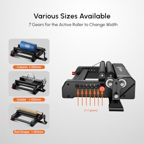 Algolaser Laser Engraver Rotary Roller - Y-axis Rotary Roller for Laser Engraver - 360° Adjustable Rotary Roller for Cylindrical Objects Tumblers,Bottle with for Alpha/DIY KIT Laser Engraver AlgoLaser