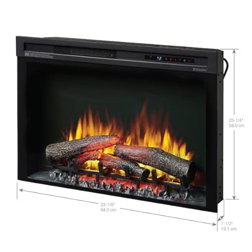 Dimplex 33 Inch Built-in Electric Fireplace - Multi-Fire XHD Firebox with Logs and Realistic Multi-Color Flames | Model: XHD33L DIMPLEX