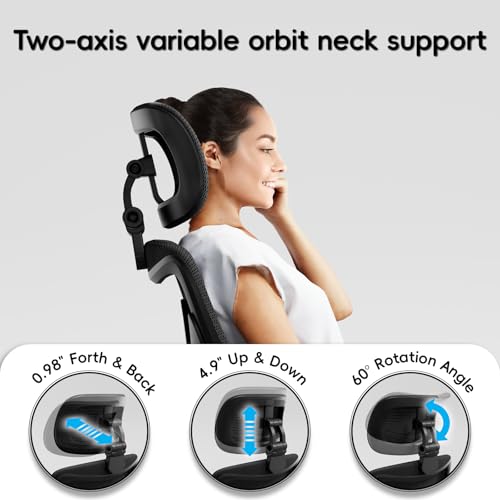 Ergalithic Ergonomic Office Chair-Computer X-Shaped Chair Mesh PU Leather with Adjustable Lumbar Support-Executive Desk Chair High Back with Headrest Flip-Up Arms for Long Hours (Black) Ergalithic