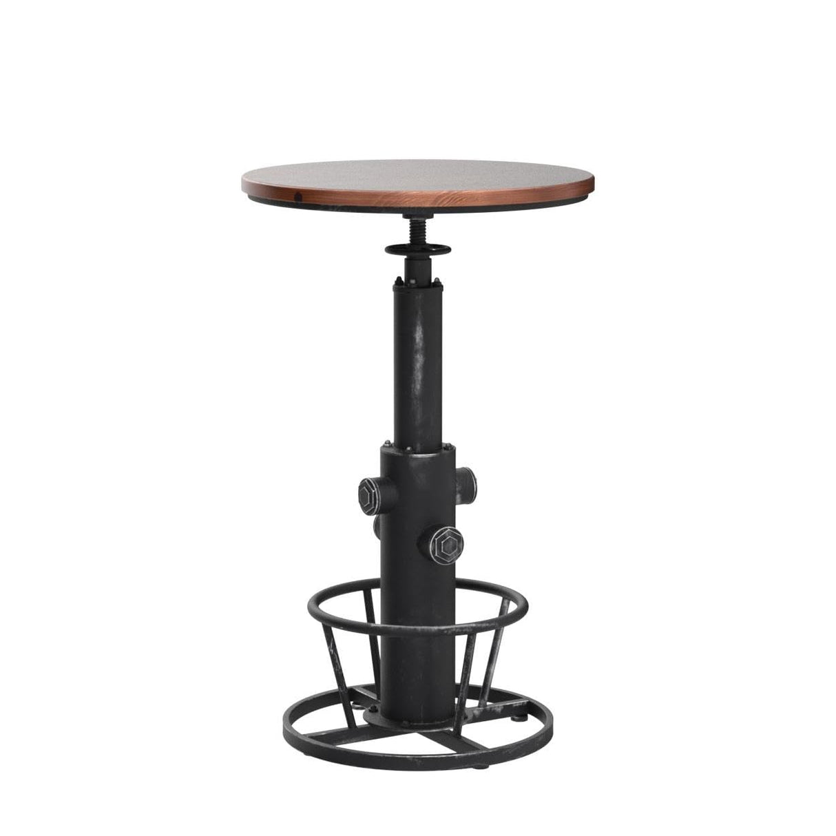 BOKKOLIK Industrial Bistro Bar Table 38.6-44.4inch Height Adjustable Farmhouse Pub Table for Kitchen Dinning Room Office Swivel Wooden Top BOKKOLIK