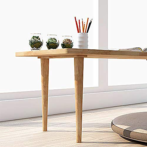 WoodShine Mid Century Modern Mini-Swing Wooden Coffee/Tea Table, Japanese Accent Floor Desk, Real Solid Wood Cafe Table with Storage for Home Living room,Office, Length of 47.25 inches,Natural WoodShine