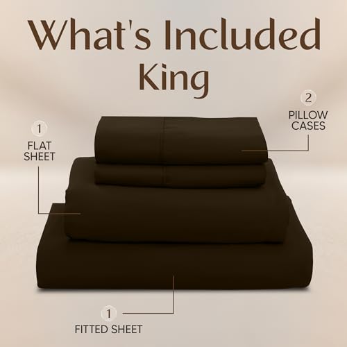 Utopia Bedding King Bed Sheets Set - 4 Piece Bedding - Brushed Microfiber - Shrinkage and Fade Resistant - Easy Care (King, Brown) Utopia Bedding