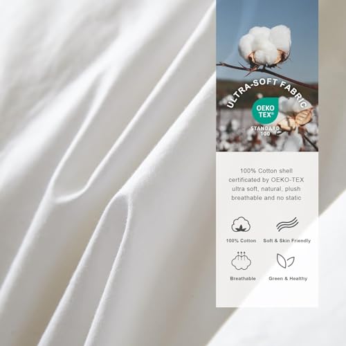 Royoliving Premium Feathers Down Duvet Insert Comforter Oversized King Size All Season Medium Warmth White 100% Cotton Cover with Corner Tabs (120x98, 77 oz) Royoliving