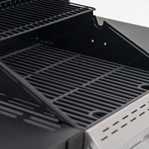 Megamaster 2-Burner Propane Barbecue Gas Grill with Foldable Side Tables, Perfect for Camping, Outdoor Cooking, Patio, Garden Barbecue Grill, 28000 BTUs, Silver and Black, 720-0864MA Megamaster