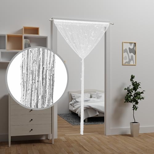 Atsweetlife 4 Pieces Door String Curtain Doorway Beads Curtains,Hanging Room Divider Beaded Decor Hippie Glitter Fringe Panel Closet Window Doors Sequin Sheer Boho Doors Tassel Atsweetlife