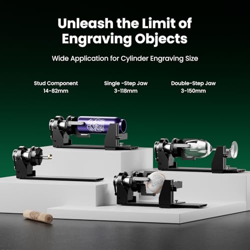 Longer Rotary Extension for Ray5 Series, B1 Series, Other Frame Engraving Machines (Must with 12 Pcs Riser), Y-axis Rotary Roller for Engraving Cylindrical Objects, Wine Glass, Tumbler Longer