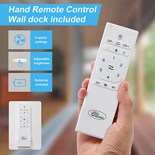 Sofucor 52 Inch Ceiling Fan with Light Remote Control Dimmable LED Light 3 Wood Fan Blades Reversible DC Motor Modern Ceiling Fan for Farmhouse/Patios with 3 Downrods(5 inch/10 inch/24 inch) Sofucor