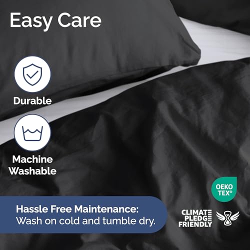 Black Duvet Cover Twin/Twin XL Size - Extra Soft Twin/Twin XL Size Duvet Cover - Lightweight & Breathable - Easy Care & Fade Free w/Zipper Closures & Ties - 68" x 90" Inches - Comforter Not Included CGK Unlimited