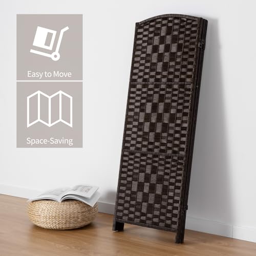 HALLYBEE Small Room Divider, Privacy Screen, Short Room Dividers and Folding Privacy Screens, Foldable Temperary Wall Partitions, 3 Panel Dark Mocha Space Separation Separator HALLYBEE