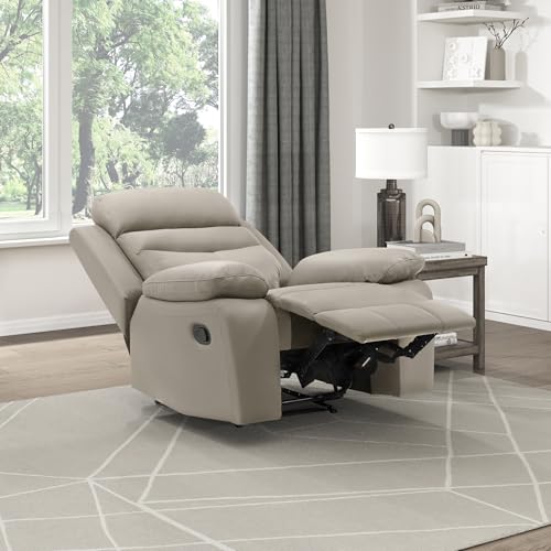 Lexicon 41" W Manual Reclining Chair, Top Grain Leather Match Recliner, Home Theater Seating, Wall Hugger Recliner, Manual Reclining Sofa Chair for Living Room/Office/Apartment, Latte