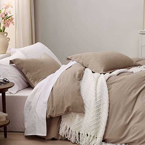 Bedsure Khaki Duvet Cover King Size - 3 Pieces Prewashed Extra Soft Bedding Set, Includes 1 Duvet Cover 104x90 Inches with Zipper Closure & 2 Pillow Shams, Comforter Not Included Bedsure