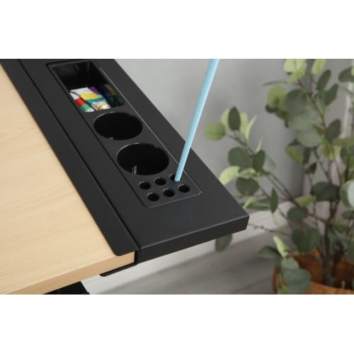 Kelligo Adjustable Drafting Table, Adjustable Drawing Drafting Table Desk with 2 Drawers for Home Office and School with Stool (White Oak) Kelligo