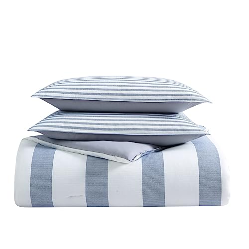 Nautica - Queen Duvet Cover Set, Cotton Reversible Bedding with Matching Shams, Mediterranean Inspired Home Decor for All Seasons (Fairwater Blue, Queen) Nautica