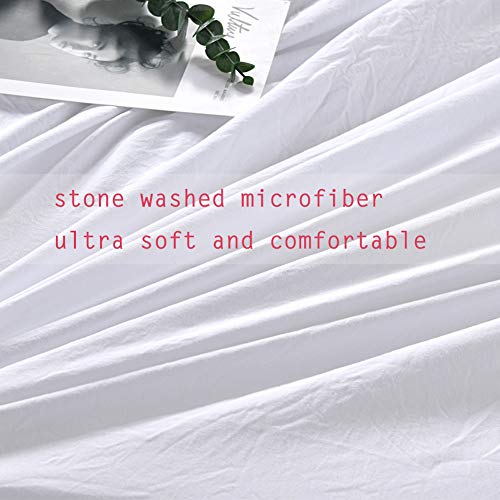 Masaca White Ruffled Comforter Set Queen,Lightweight Farmhouse Shabby Boho Chic White Bedding,Ultra Soft Fluffy Washed Microfiber Bed Comforter Set 3-Piece (1 White Comforter+2 Ruffle Pillow Shams) Masaca