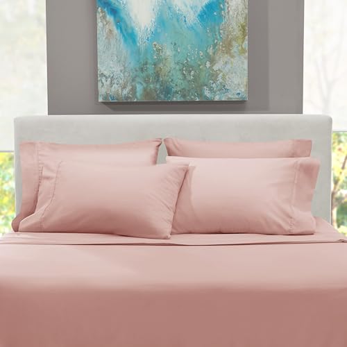 Hearth & Harbor Extra Deep Pocket Sheet Sets, Luxury Soft 6 Piece Bed Sheet Set Fits Mattress 18-24 Inches - Queen, Peach Beige Hearth & Harbor