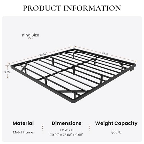 SHA CERLIN Floating Bed Frame King Size with Smart LED Lights and Charging Station, Heavy Duty Metal Platform Bed with Modern Design,No Box Spring Needed, Easy Assembly, Matte Black SHA CERLIN