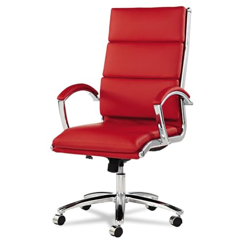 Alera, Red Neratoli Series HighBack Swivel/Tilt Chair, Soft Leather, Chrome Frame, High-Back Alera