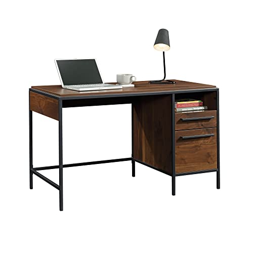 Sauder Nova Loft Single Ped Desk, L: 48.74" x W: 24.96" x H: 29.53", Grand Walnut Finish Sauder
