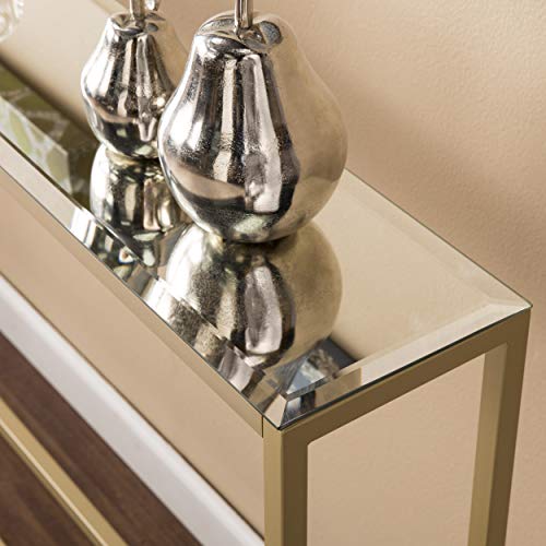 SEI Furniture Darrin Narrow Mirrored Top Console Table, 56", Metallic Gold SEI Furniture