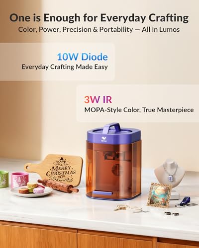 WECREAT Lumos Dual (3W IR+10W Diode) Laser Engraver with 20.5" Extension, 4000mm/s Speed, 8K Precision, Laser Engraving Machine for Batch Engraving Jewelry, Colorful Metal, Wood Leather Craft DIY Fair WECREAT