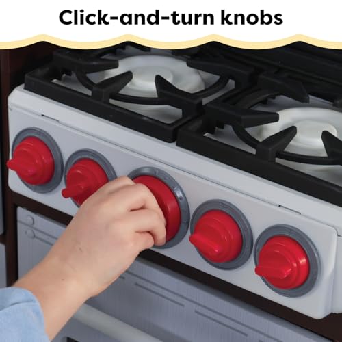 KidKraft Uptown Elite Espresso Play Kitchen with EZ Kraft Assembly™, Lights and Sounds, Working Ice Maker and Click and Turn Knobs, Gift for Ages 3+ KidKraft