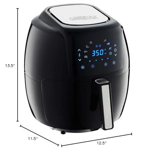 GoWISE USA 1700-Watt 5.8-QT 8-in-1 Digital Air Fryer with Recipe Book, Black GoWISE USA