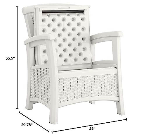 Suncast Elements Club Chair with Storage - Lightweight, Resin, All-Weather Chair - Built-in Storage for up to 11 lbs. - White Suncast