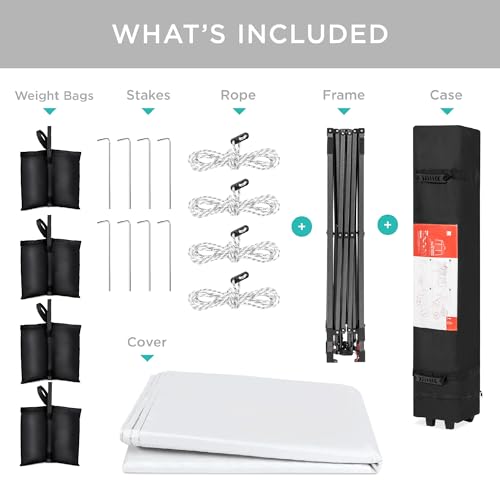 Best Choice Products 8x8ft 1-Person Setup Pop Up Canopy Tent Instant Portable Shelter w/ 1-Button Push, Case, 4 Weight Bags - White Best Choice Products