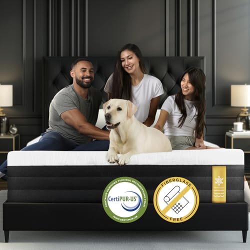 OhGeni 10 Inch King Size Mattress, Cooling Gel Memory Foam Bed Mattresses in a Box, Cool Touch Surface, Medium Feel,Ergonomic Support & Pressure Relief, CertiPUR-US Certified Foam, Designed in USA OhGeni