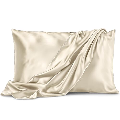 Pure Bedding Satin Pillowcase 2 Pack - King Size (20"x40", Ivory) - Silky Pillow Cases for Hair and Skin - Satin Pillow Covers with Envelope Closure - Extra Soft Premium Microfiber Pure Bedding