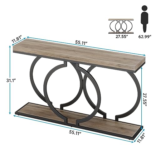 Tribesigns Console Table, 55-Inch Industrial Entryway Table with Geometric Metal Frame, Narrow Long Wood Accent Sofa Table for Living Room, Entrance, Hallway, Vintage Grey Tribesigns
