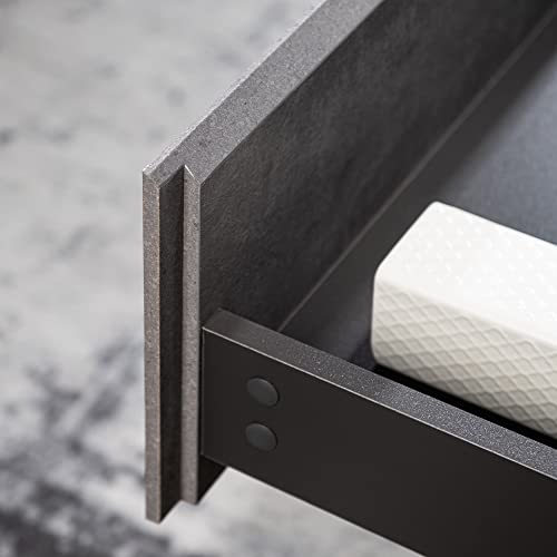 WOODBRIDGE 36 in. W x 19 in. D Wall Mounted Floating Bathroom Vanity in Gray with Quartz Sand Composite Vanity Top in Matte Black WOODBRIDGE