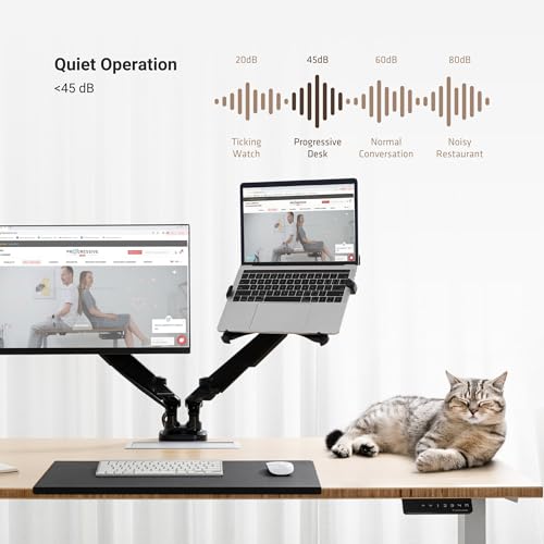 Progressive Desk Stand Up Height Adjustable Electric Standing Desk - 48" x 30" with Dual Motor, 3 Stages Sit Stand Table - Gray Oak, Black Frame Progressive Desk