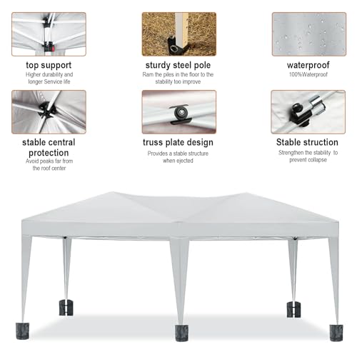 DOINUO 10x20 White Pop Up Canopy Outdoor Party Tent with 6 Sidewalls, Wedding Party Tent Outdoor Waterproof UV50 Canopy Event Shelter Tents for Parties, 6 pcs Weight Bag,Carry Bag DOINUO