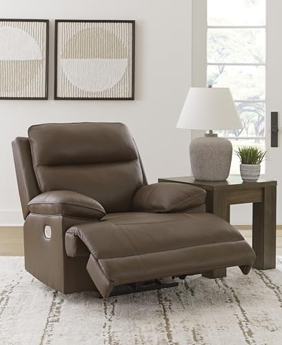 Signature Design by Ashley VonRyan Modern Zero Gravity Leather Match Power Recliner with Adjustable Headrest and USB Ports, Dark Brown Signature Design by Ashley