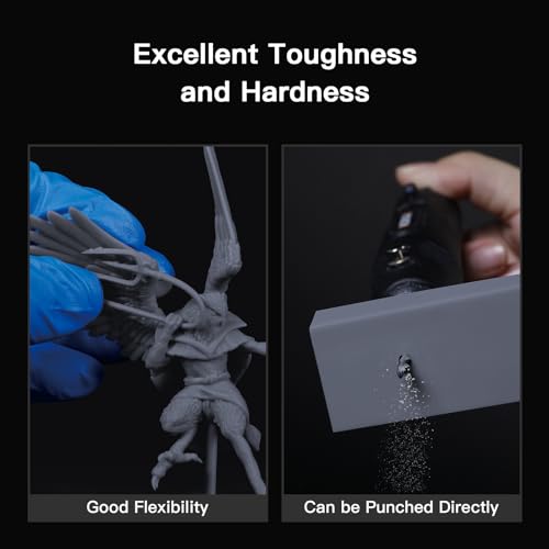 NOVA3D Water Washable ABS-Like Tough Resin, High Toughness 3D Printing Photopolymer Resin, 405nm UV Fast Cure for 12K/14K/LCD/DLP/SLA Printers, Low Odor (Grey, 1kg) NOVA3D