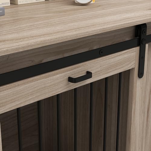 PawHut Dog Crate Furniture with Removable Divider for 2 Small Dogs or 1 Large Dog, 71" Modern Kennel Furniture End Table with Storage, Double Doors, Walnut PawHut