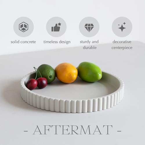 Decorative Tray for Coffee Table, Living Room, Side Table, 11" Gray Round Concrete Home Decor Serving Trays for Accent Table, Console Table Aftermat