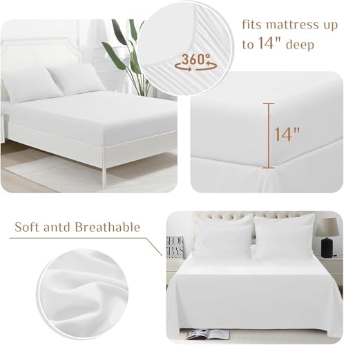 JOLLYVOGUE Twin Comforter Set, Ultra-Soft Bed in a Bag Twin Size 5 Pieces, Oeko-TEX Certified Bedding Set with Down Alternative Comforter, Sheets, Pillowcases & Shams, White JOLLYVOGUE